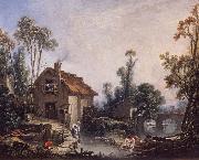 Francois Boucher Landscape with a Watermill oil painting artist